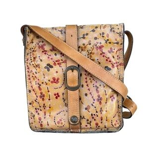 Patricia Nash Venezia Confetti Floral Printed Leather Crossbody Purse 9”x10” GUC